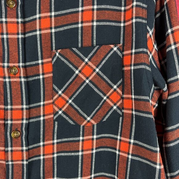 NORTHEAST OUTFITTERS MEN'S PLAID BUTTON DOWN FLANEL SHIRT SIZE XL BLACK ORANGE - Picture 4 of 10